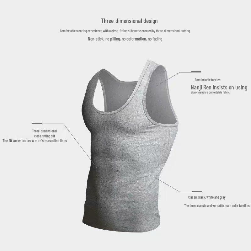 Men's 2026 Pure White Camisole Vest - Sweat-Absorbing Wide Shoulder Low-Cut Fashion Inner Wear
