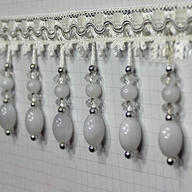 

1M Акриловая кружевная штора с бусинами, швейная бахрома с кисточками, отделка мебельной лентой, сделай сам для шитья, аксессуары для штор, декор, европейский новый 1M белый