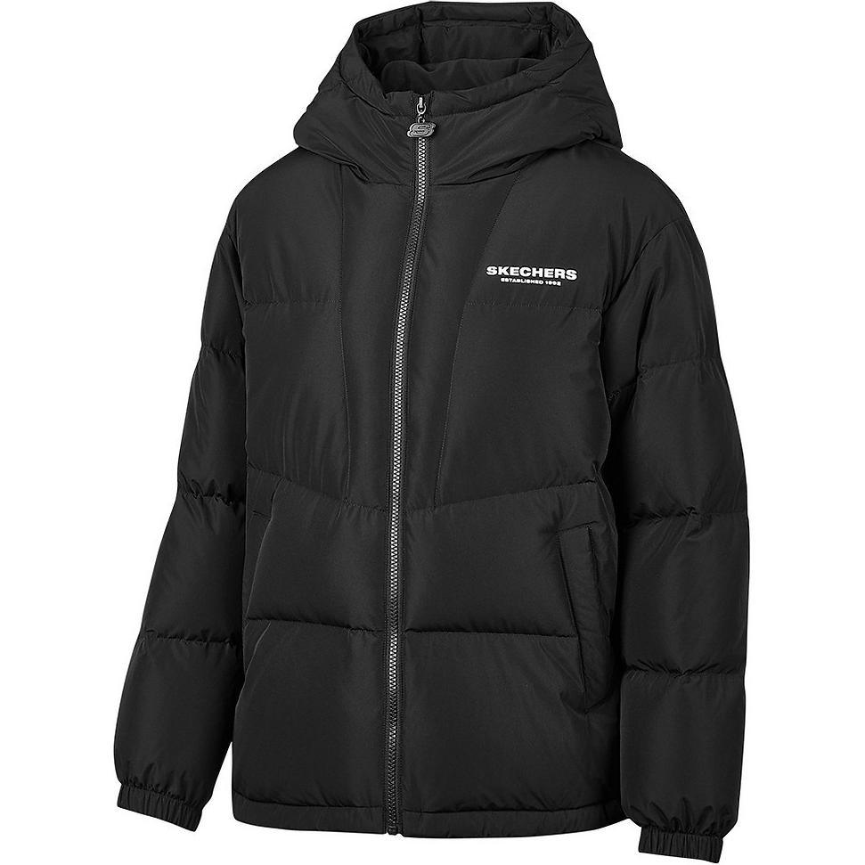 Skechers Sports Alliance Series Windproof Warm Hooded Down Jacket Women outerwear Carbon-Black L424W113-0018 S