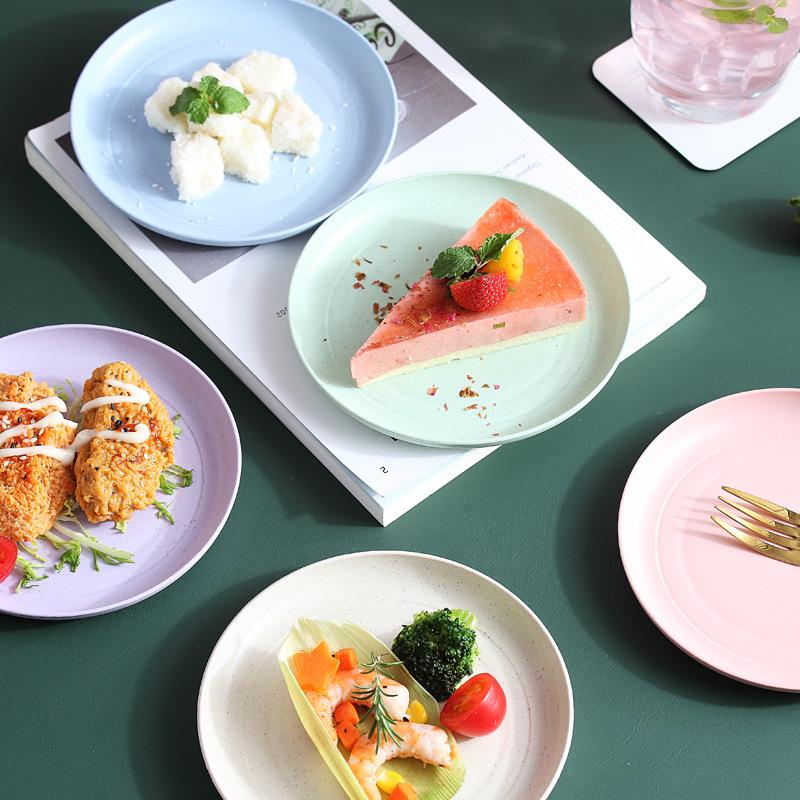 5Pcs/Set Nordic Wheat Straw Plate Fruit Vegetable Plate Bone Spitting Plate Tableware Plate