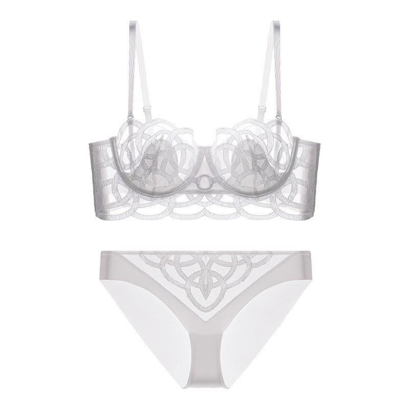 French Underwear Women's Sexy Thin Mesh Lace Bra Big Bust Small Breasts Collect Breasts Collect Bra