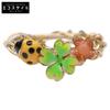 E.m. K18 Flower Enamel Ladybug Design Ring Ring Yellow GoldUsed