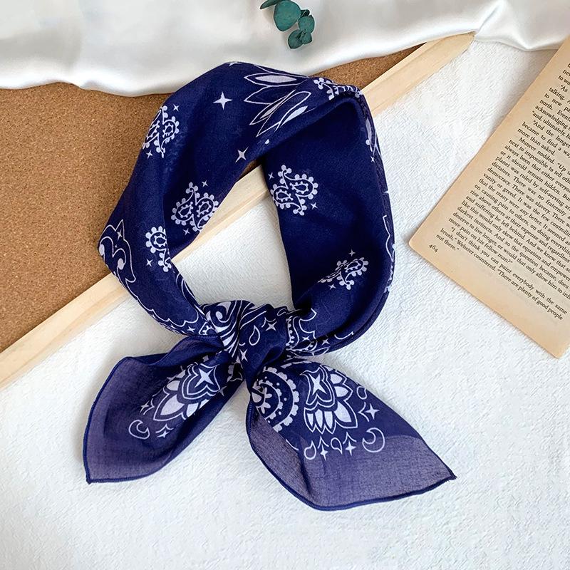 Cotton square scarf, silk scarf, high-end new small shawl, neck protector, small scarf, multi-purpose floral headscarf, headband, hair tie