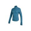Solid Logo Sports Casual Stand Collar Long Sleeve Knit Top Women Tops Blue FN2262-440