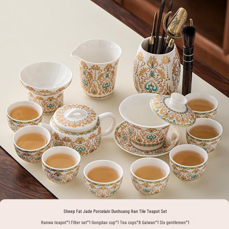 Dunhuang Mutton Fat Jade White Porcelain Kung Fu Tea Set