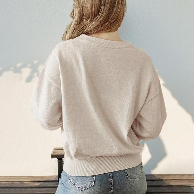 European-American Casual Round Neck Solid Color Sweater - 2025 Collection