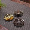 Antique Double-Layer Lotus Incense Holder for Tea Ceremony and Buddha Incense, Multi-Porous Sandalwood Line Burner.
