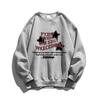 Women's Heavyweight Crewneck Sweatshirt, Petite Fit, Retro Style, Hoodless, White/Gray, Suitable for Spring, Autumn, and Winter.