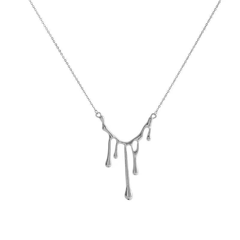 Cold wind liquid water drop lava necklace women s light luxury niche ins trendy hip hop sweater chain Spice girl accessories