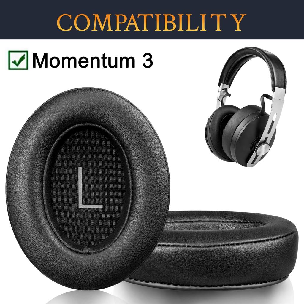 SOULWIT Lambskin Ear Pads For Sennheiser Momentum 3 M3AEBTX Headset Replacement Pads Noise Isolation Ear Cushions Thick Headphone Earmuffs Bright