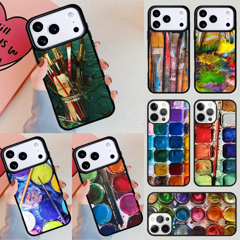 Paint Set Phone Case For Apple iPhone 17 Air 16E 15 14 Plus 13 12 11 Pro Max Mini Funda Cover