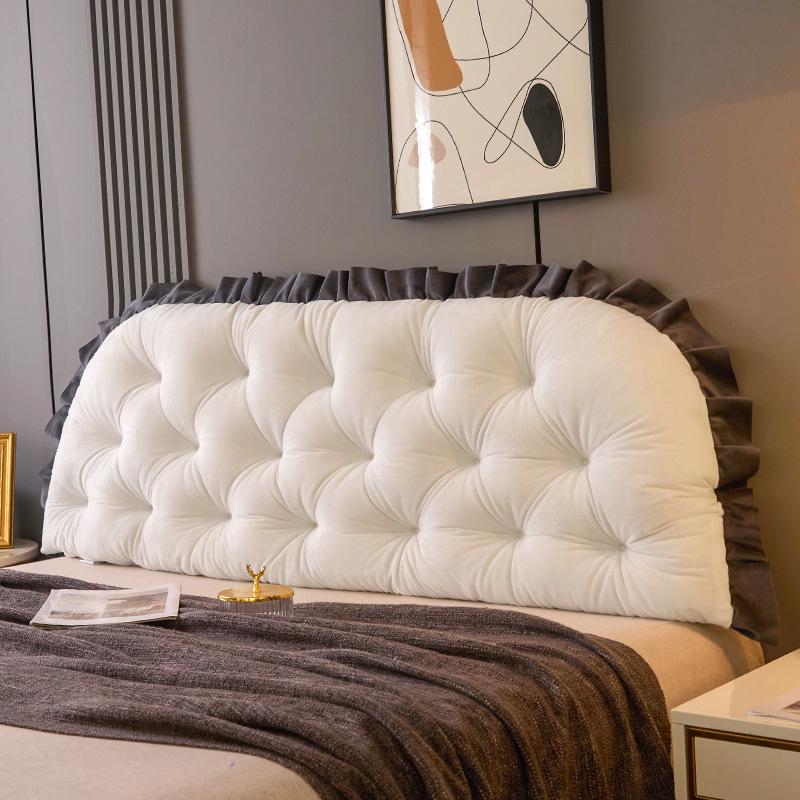 Princess Wind Bedhead Soft Bag Solid Color Minimalist Waist Cushion Bedroom Tatami Bed Backrest Cushion Elastic Strap Prevents Movement Sofa Mats