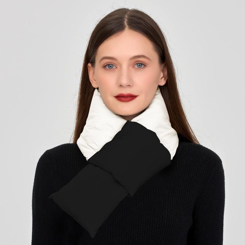 Winter color matching scarf to keep warm men and women's high-end sense fashion scarf down cloth trend thickened versatile scarf