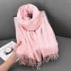 Women's Winter Faux Cashmere Literary Autumn Winter Thickened Warm 2-in-1 Solid Color Korean Fashion Atmosphere Scarf