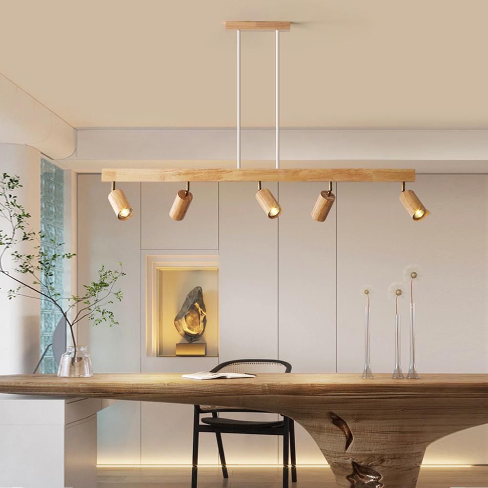 Nordic Wooden LED Ceiling Light Ceiling Spotlight LED Rail Track Lamps for Living Room Bedroom Kitchen Restaurant Decoration