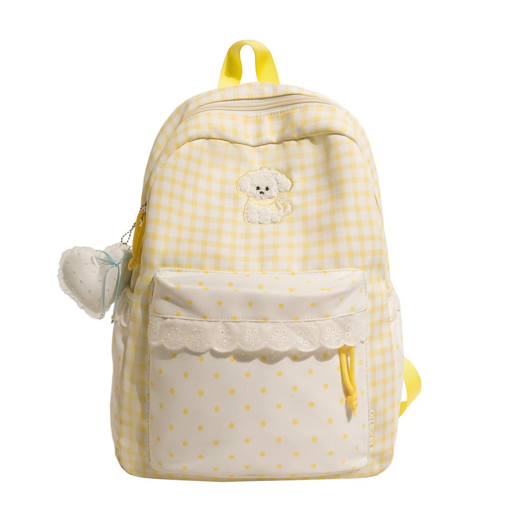 Schoolbag Korean small fresh plaid corrugated schoolbag lace girl heart travel small backpack sweet wind student party backpack