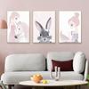 Nordic Watercolor Cartoon Unicorn Deer Rabbit Girl Canvas Painting Flower Poster Swan Wall Pictures Kids Room Home Decoration