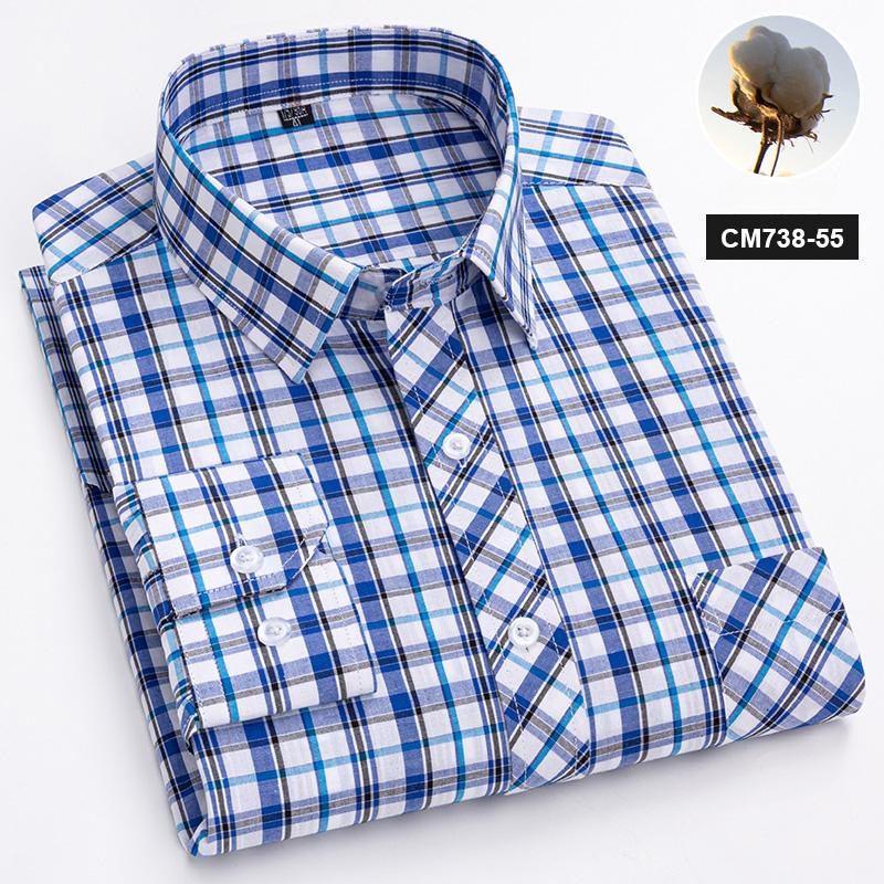 Neu im Hemd 100% Baumwolle Langarmhemden für Herren dünn slim fit formell einfarbiges Hemd karierte Designer-Oberteile Büro elegante Kleidung