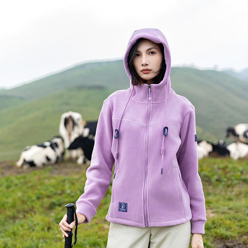 Outdoor Hood Camping Hiking Jacket Men Warm Fleece Thicked Sweater Comfortable