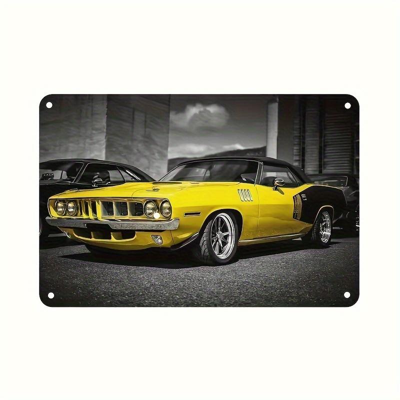 2D Flat 30*20cm Wooden Vintage Muscle Automobile Wooden Sign Classic Vehicle Wooden Plate Wall Art, Retro Home Decor Plaque for Living Room, Bedroom