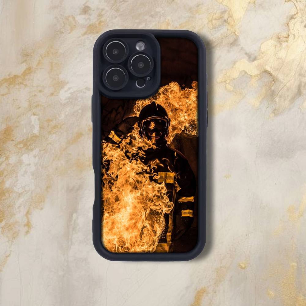 F-Fireman F-Firefighter Phone Case For iPhone 17,16,15,14,13,12,Pro,Max,Plus,E,SE4,Air, emery Black Full Coverage TPU