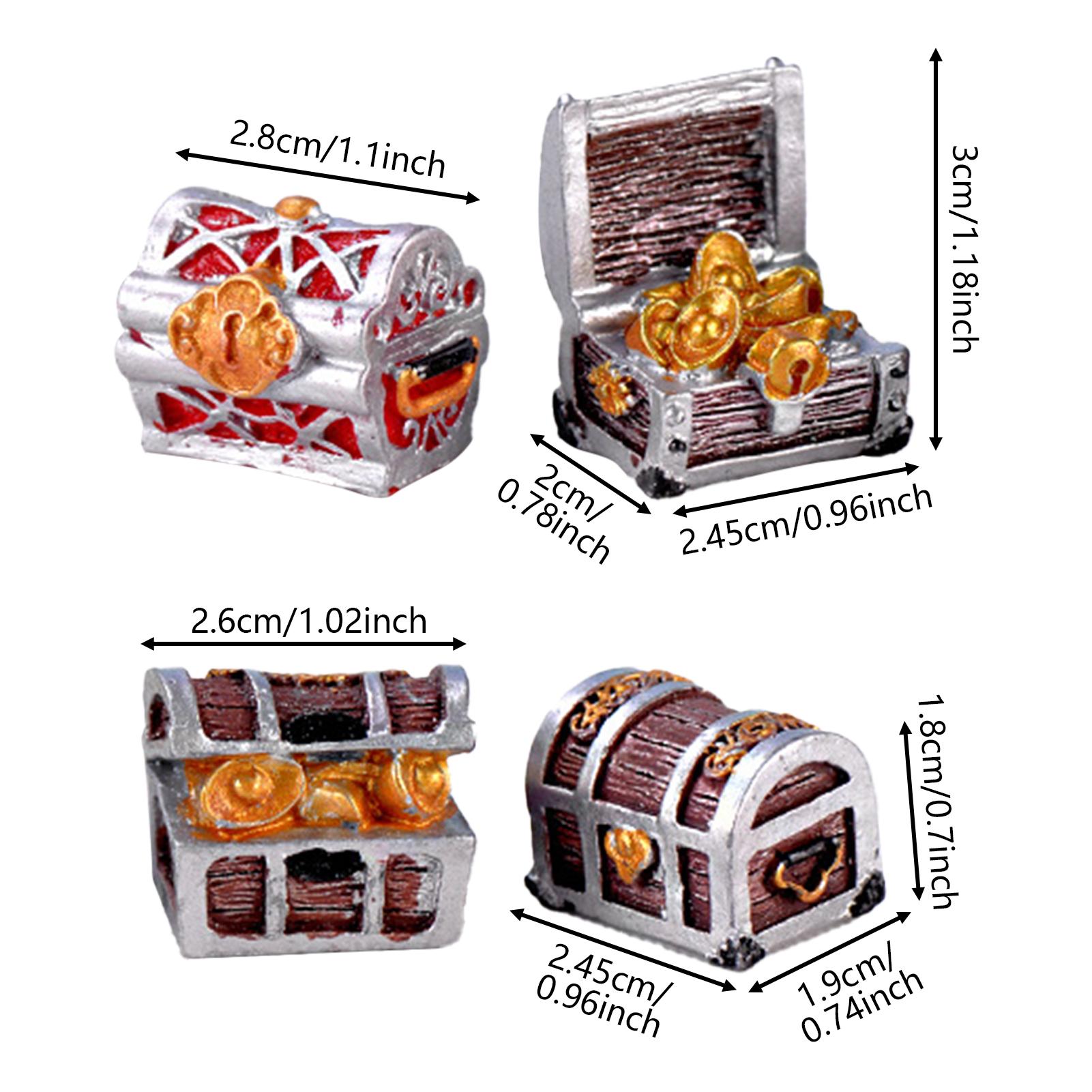 

4pcs Treasure Chest Box Fish Tank Aquarium Decoration Cartoon Treasure Box Mini Resin Underwater Ornaments Aquarium Ornaments