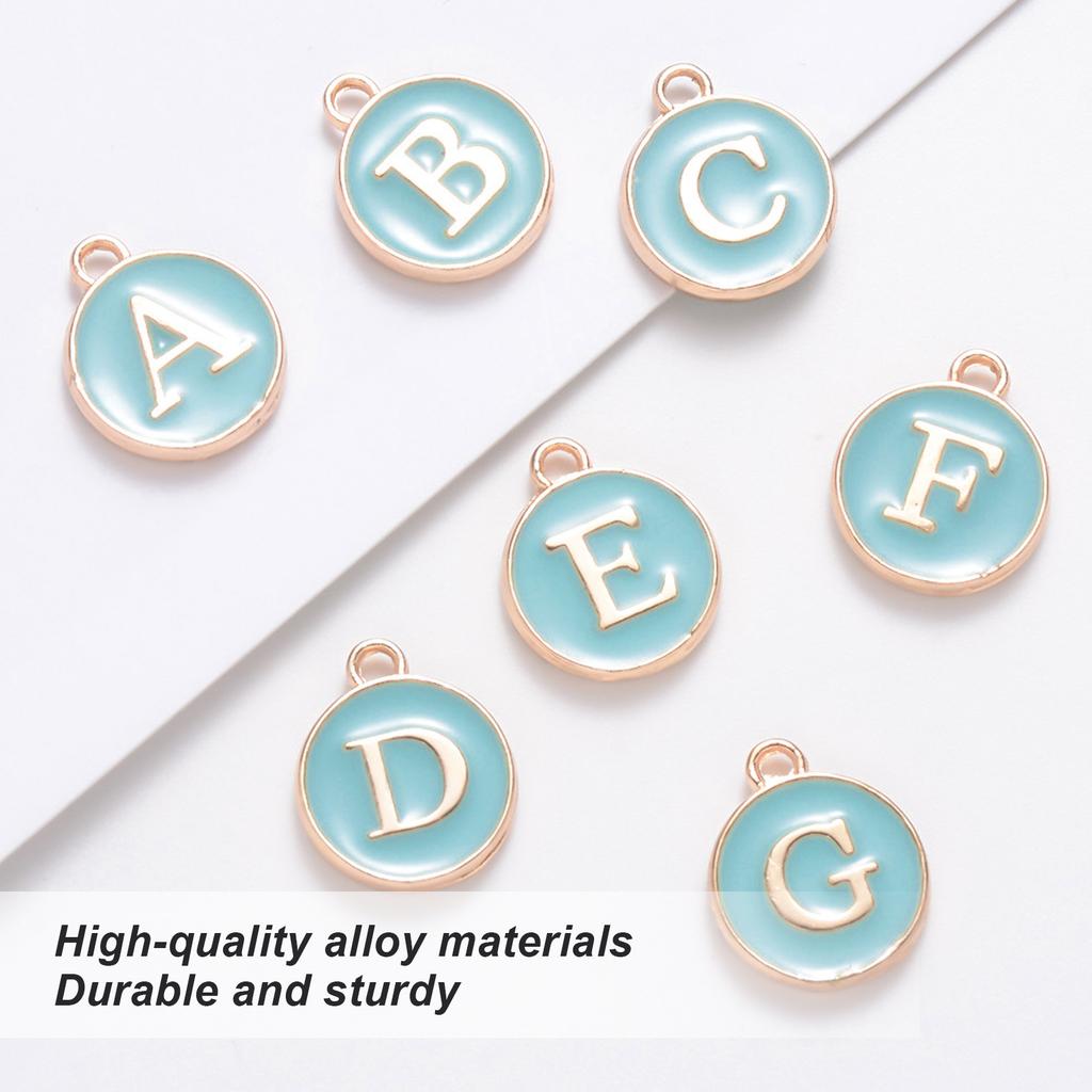 26pcs / Bag English Letter Pendant Metal Round Pendant for Jewelry Making Craft