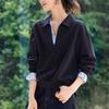 Fake Two Piece Patchwork Stripe Long Sleeve Casual Commuter Women Sweatshirt