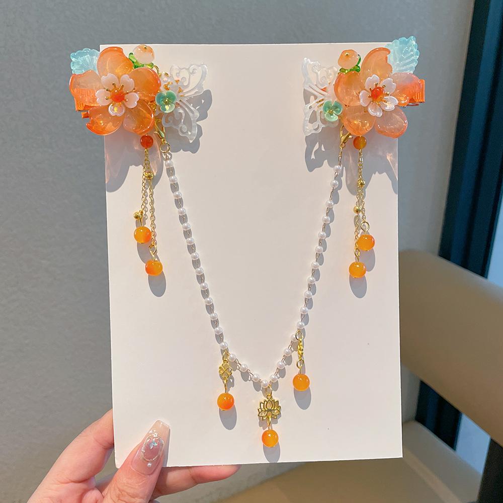 Chinese Style Hanfu Hairpin Set for Girls - Includes Hair Clips, Swaying Tassels, and Butterfly Accessories