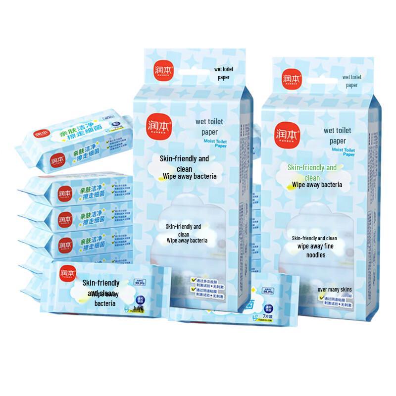 Runben Fresh Scent Wet Toilet Wipes, 16 Packs