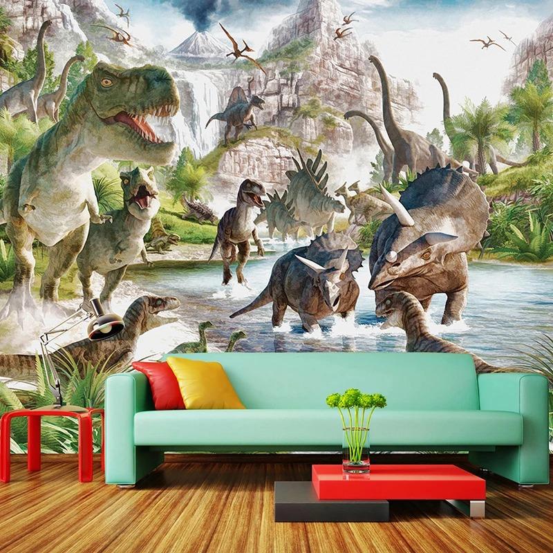 Wallpaper Cartoon Children Wallpaper 3D Stereo Dinosaur Backdrop Wall Decor 3D Wall Mural