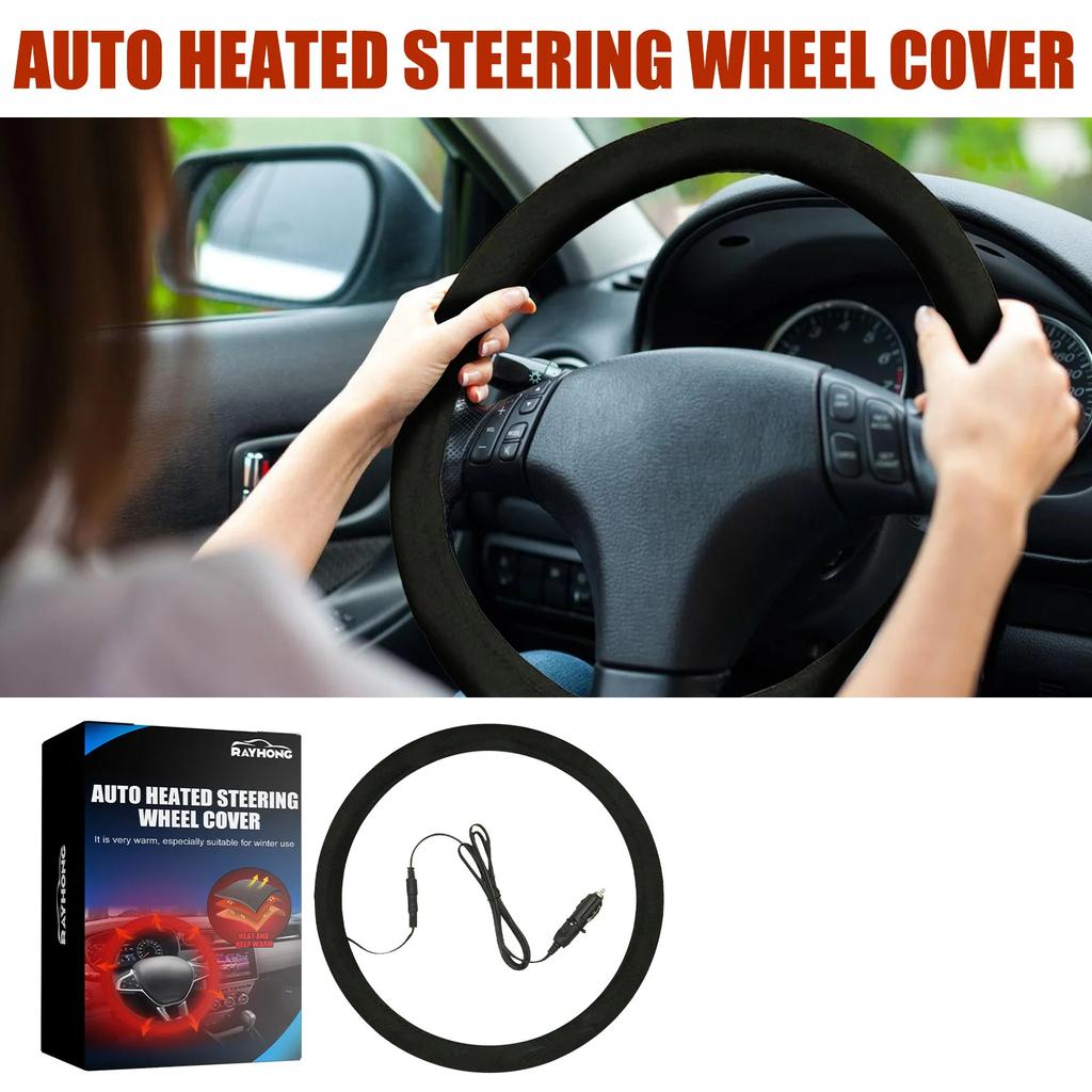 New Heated Steering Wheel Cover 12V Winter Warmer Hand Warmer Anti-slip Car Accessories