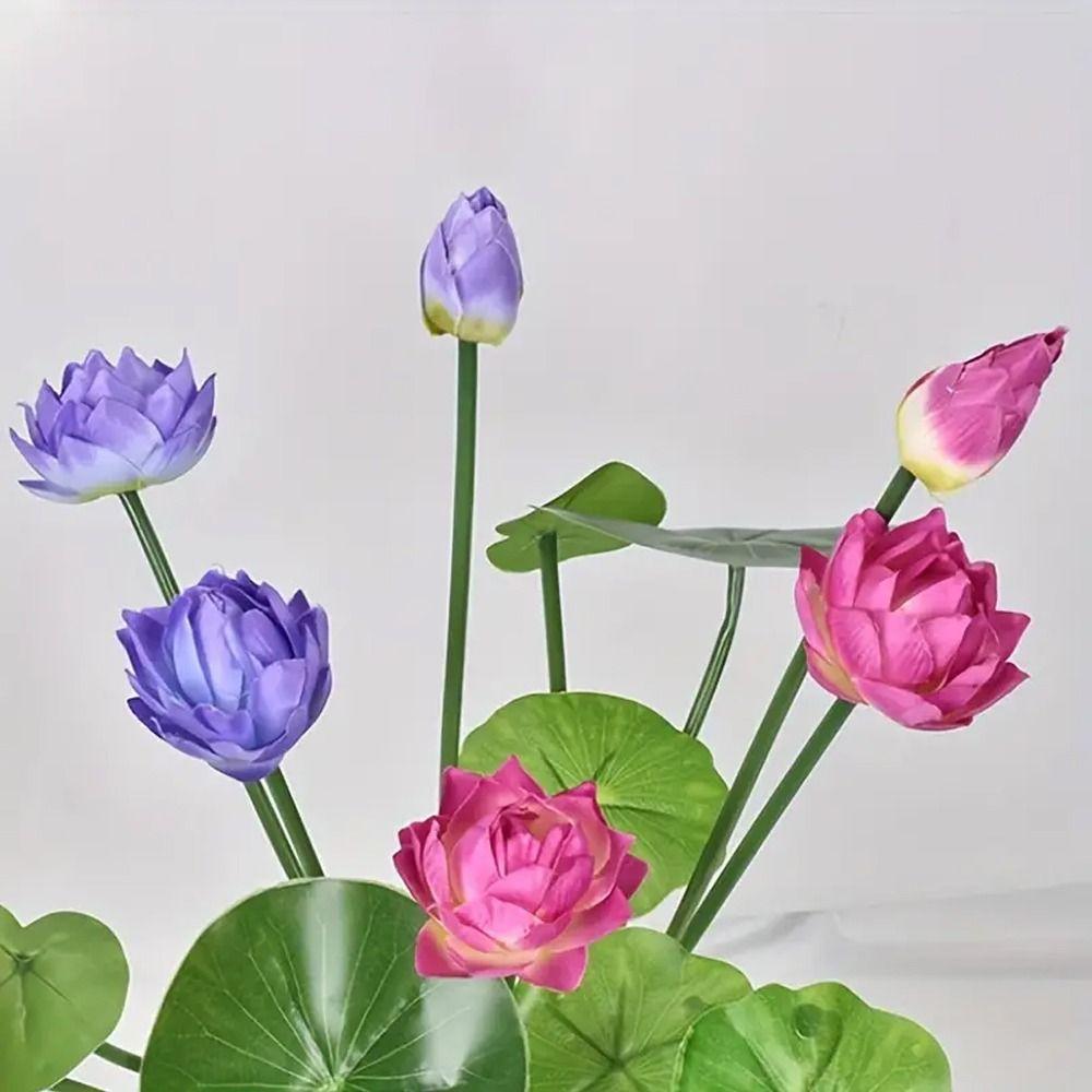 Vivid Simulation Lotus Leaf Pot Plastic Artificial Lotus Flower  Spring Home Office