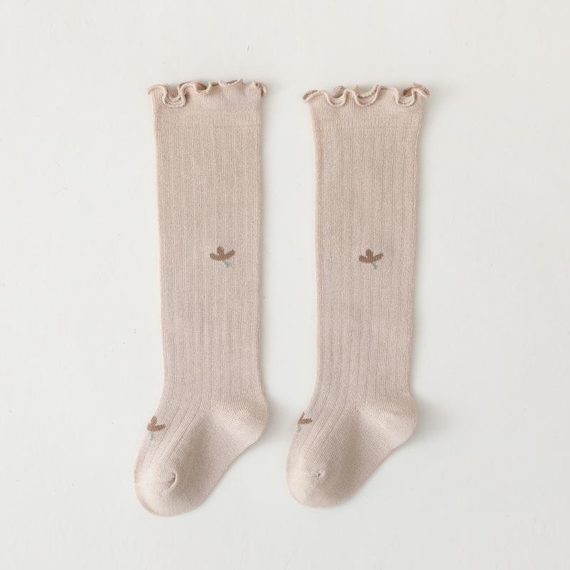 Spring Baby Socks for Girls, Long Tube Socks for Babies and Children, Floral Loose Top Socks for Newborns, Non-Tightening Socks for Little Girls