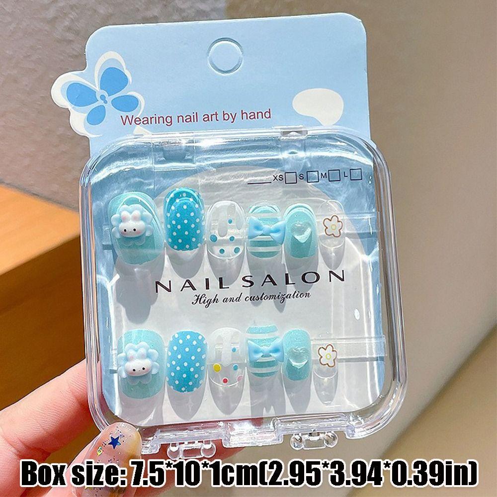 Cartoon Long Nail Sticker Cute Press on Nail Hot Nail Tips for Girls Students