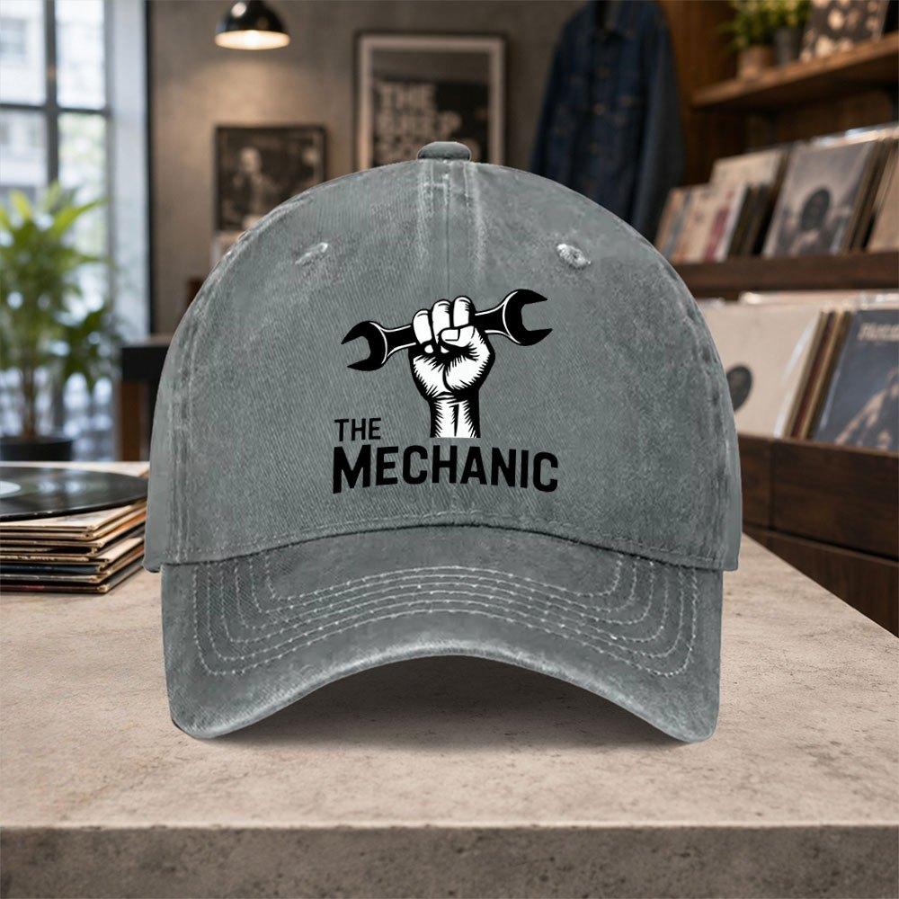 Mechanic Craftsman Printed Washed Baseball Cap Unisex Adjustable Retro Casual Hat For Outdoor Daily Wear Gift
