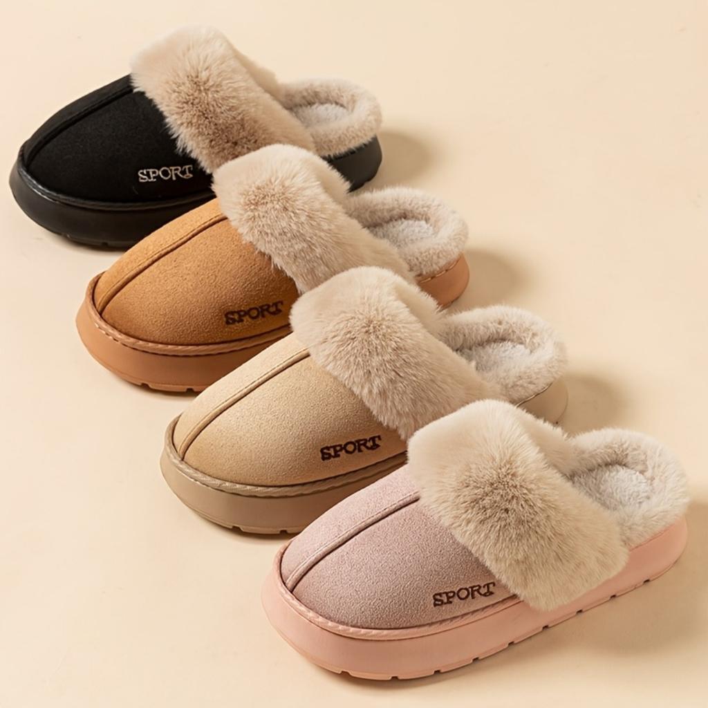 Cotton Slippers with Thick Soles for Women's Winter Home Use, Spring and Autumn Indoor Anti Slip Warm Home Shoes