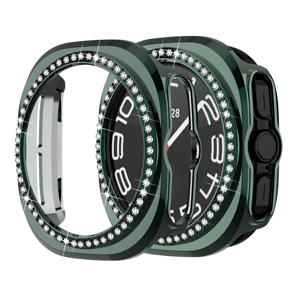 

Блестящий чехол для Samsung Galaxy Watch 7 Ultra 47 мм, алмазный бампер с полым защитным чехлом из поликарбоната для Samsung Galaxy Watch 7 Ultra For Watch 7 Ultra 47mm зелёный