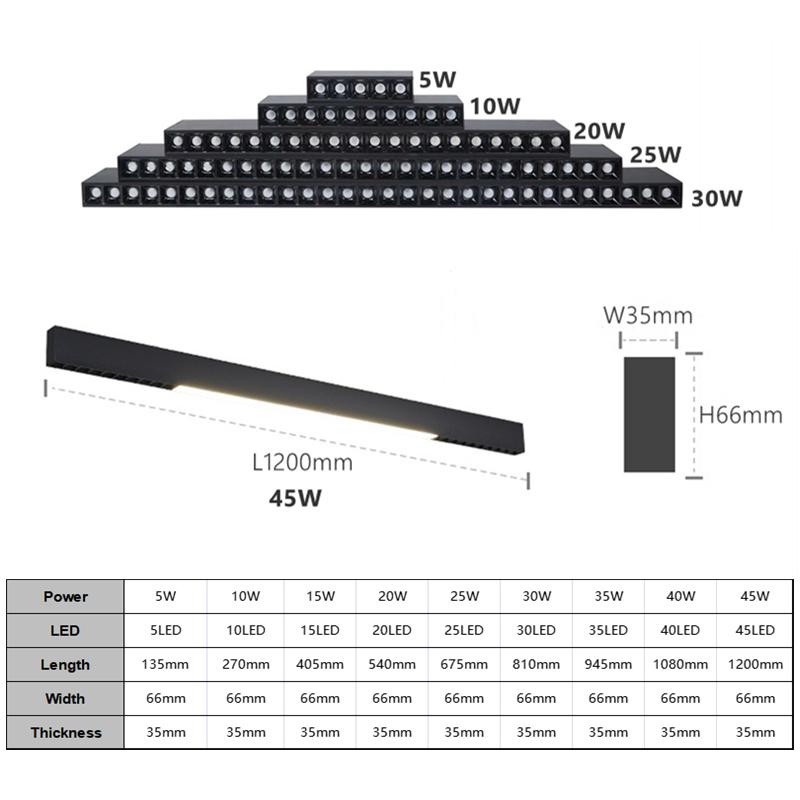 120cm Linear Bar Light LED Ceiling Lamp Surface Mounted Long Strip Grille Light Living Room Office Spotlight Floodlight 45W