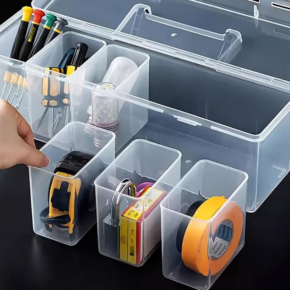 7pcs Tool Parts Storage Box Set With 6 Detachable Inner Bins Portable Plastic Hardware Organizer Case Storage Case Container