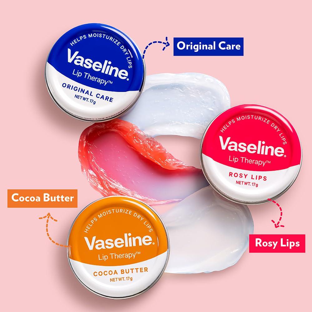 Vaseline Lip Tins Rosy Lips 17 G Sheer Pink Tint Glossy Shine Hydrating Lip Balm For Soft Supple Lips