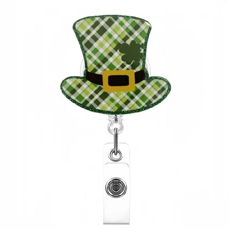 Patrick's Day Badge Holder Retractable Badge Reel with Metal Pocket Clip Doctor Nurse Badge Holder for Office