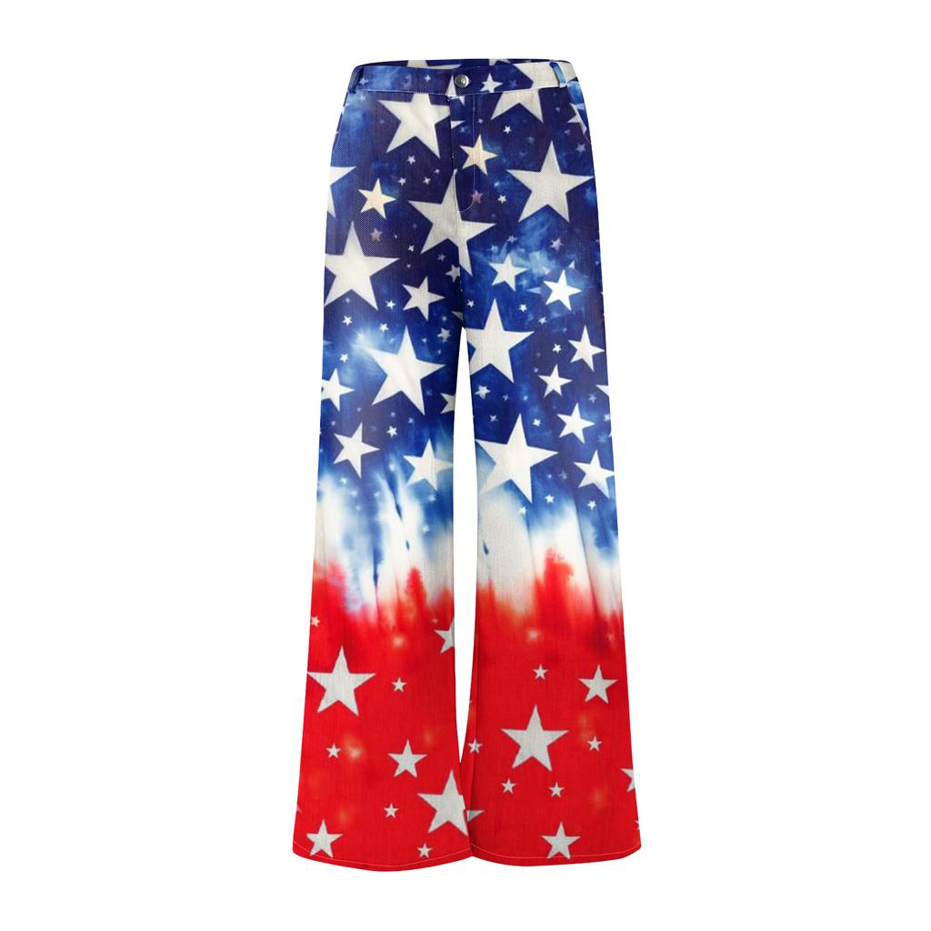 Wijde flared jeans voor dames met zakken, baggy broek, vintage bloemenprint, hoge taille, losse broek