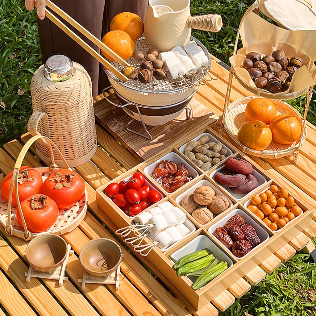 Bamboo Woven Fruit Basket Serving Trays Decor Food Storage for Home Kitchen Picnics Vegetable Storage Snack Organizer Stand