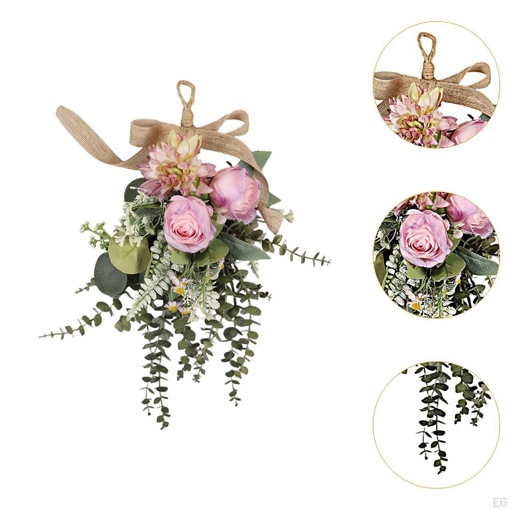 Artificial Floral Swag Flower Teardrop Wreath Decor Sturdy Garland for Wedding Anniversary