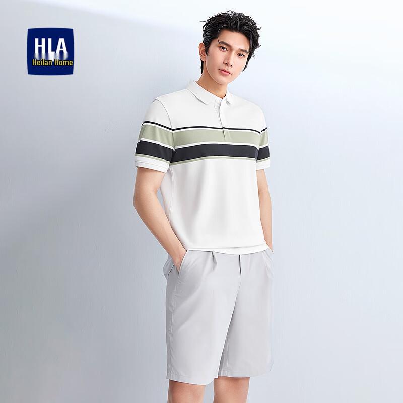 HLA Men s Light Business Color-block Stripe Polo Shirt XL