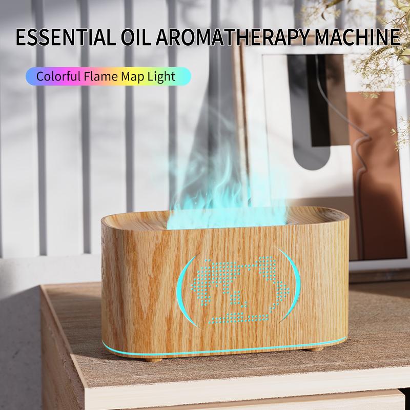 Map Humidifier Colorful Gradient Flame Aroma Diffuser Home Hotel Desktop USB Air Humidification