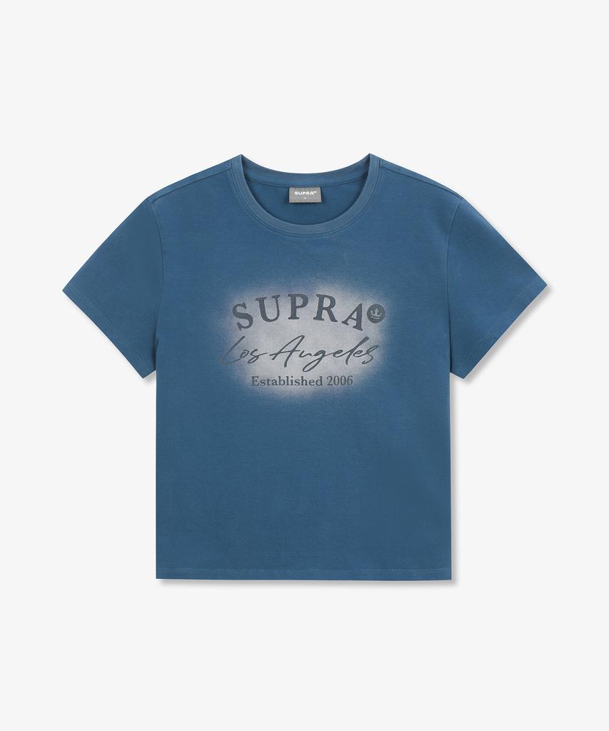 SUPRA Women'S Spray Graphic Point Crop T-Shirt (Blue)