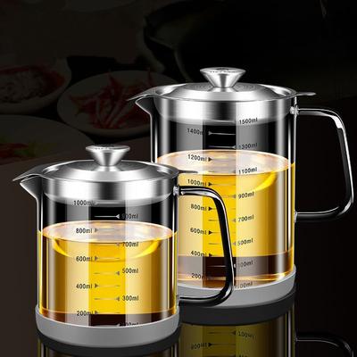 High Borosilicate Glass Oil Bottle with Filter Large Capacity Frying Oil Storage Container