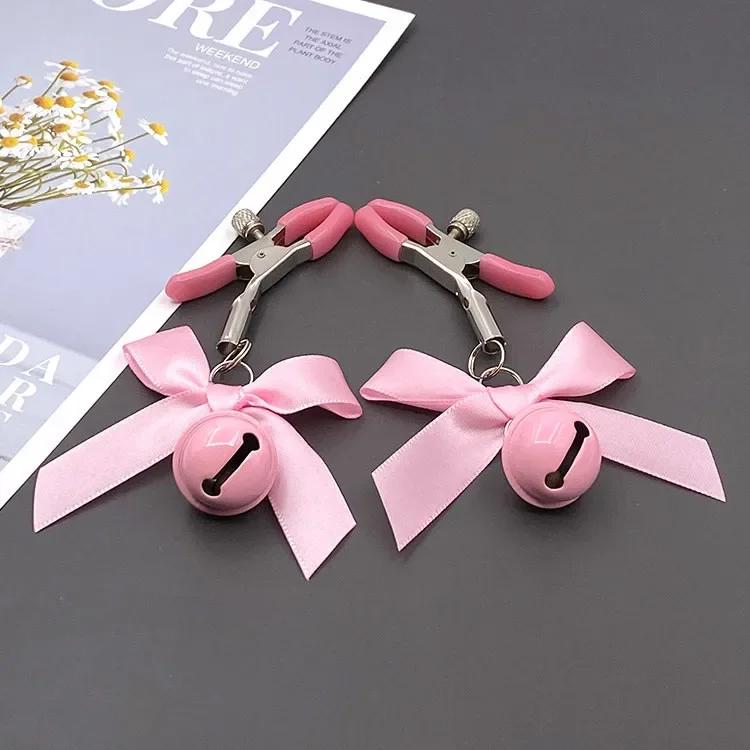 4 Colors Adjustable Nipple Clamp Breast Clip Bdsm Breast Massager Small Bell Sexy Bow Adult Cosplay Flirting Sex Toy for Couples